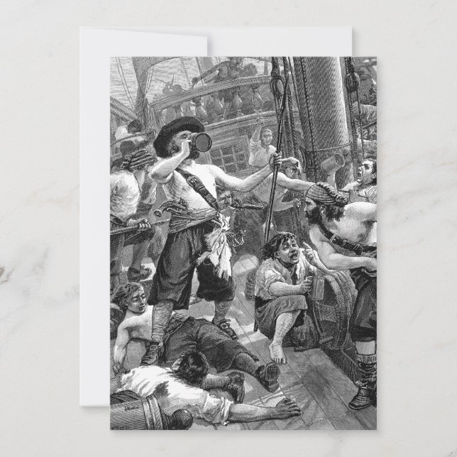 Convites Vintage Pirates, Festa de aniversário Adulta (Frente)