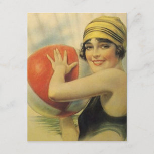 Convites Vintage Piscina Party Beach - Flapper Cloche