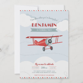 Convites Vintage Planes Invitation for Birthday Party Retro