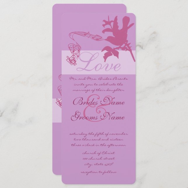 Convites Vintage Plum Love Bird Invitation (Frente/Verso)