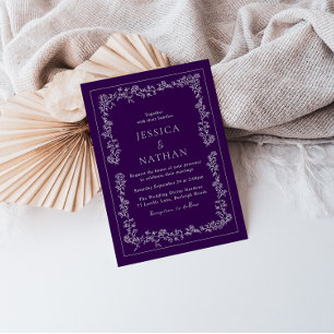 Convites Vintage Plum & White Floral Weding