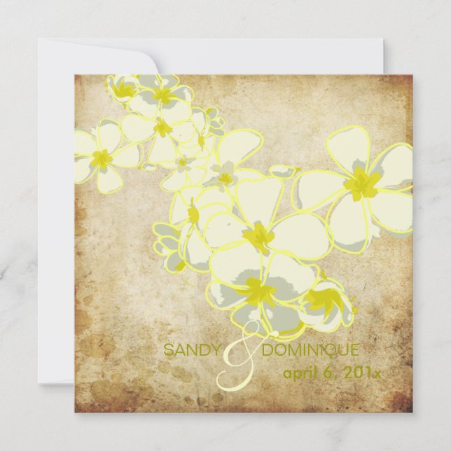 Convites Vintage Plumeria/DIY (Frente)