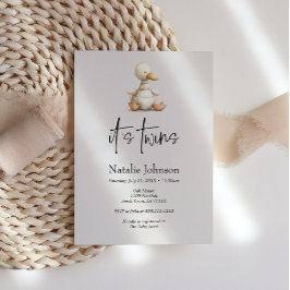 Convites Vintage Plush Nursery Animal Twins Chá de fraldas