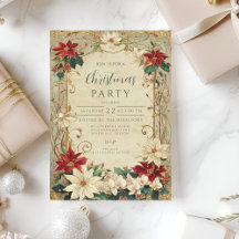 Vintage Poinsettia e Holly Christmas