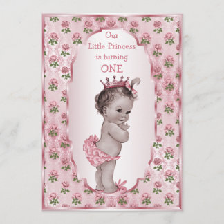 Convites Vintage Princess Pink Roses 1rua ou segundo aniver