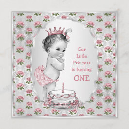 Convites Vintage Princess Rosa Cake Silver