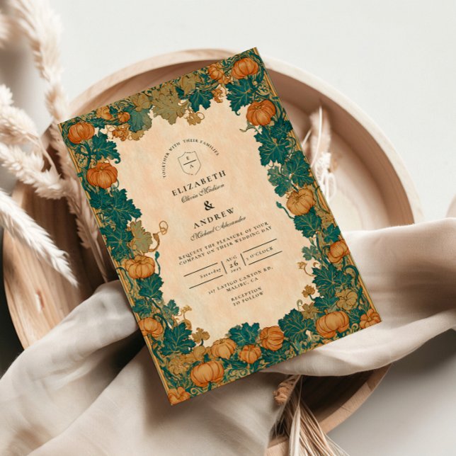 Convites Vintage Pumpkin Harvest Wedding (Criador carregado)