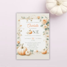 Vintage Pumpkin Rosa Frame Girly primeiro aniversa