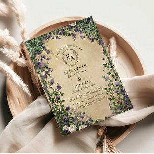 Convites Vintage Purple Floral Wedding