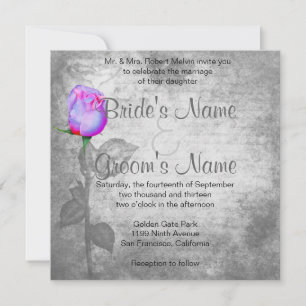 Convites Vintage Purple Rosebud Wedd