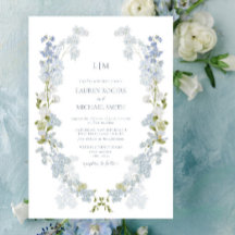 Vintage QR Code Dusty Blue Garden Casamento Monogr