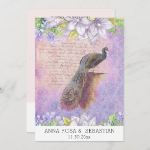 Convites *~* Vintage QR RSVP Peacock Victorian AR24 Wedding