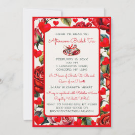 Convites Vintage Queen of Hearts Tea Party for Bride-be