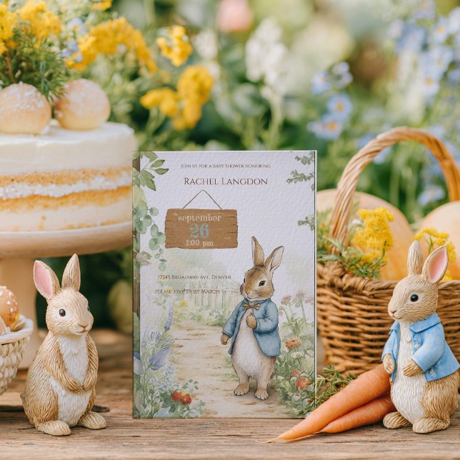 Convites Vintage Rabbit Garden Baby Shower (Criador carregado)