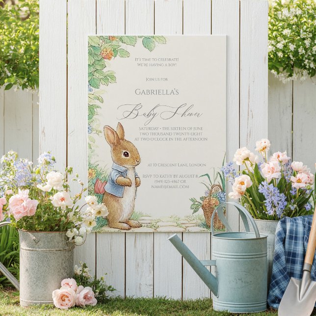 Convites Vintage Rabbit Garden Baby Shower  (Criador carregado)