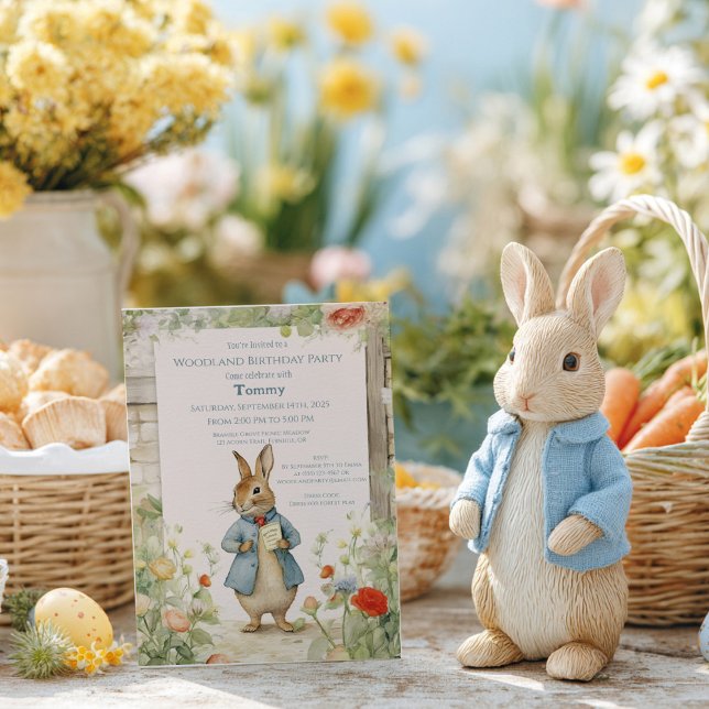 Convites Vintage Rabbit Garden Birthday (Criador carregado)