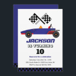 Convites Vintage Race Car Kids Boys Aniversário<br><div class="desc">Design para crianças,  rapazes ou raparigas que adoram corridas de carros,  carros desportivos,  velocidade e carro de brinquedos. Perfeito para a festa de aniversário do tema do construtor. Você pode personalizar o texto para ajustado outras ocasiões.</div>