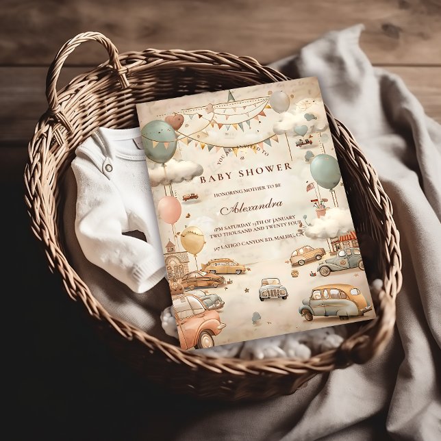 Convites Vintage Racing Baby Shower (Criador carregado)