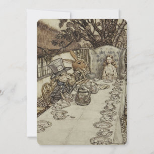 Convites Vintage Rackham Mad Tea Party Alice no País das Ma