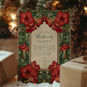 Convites Vintage Red Amaryllis Natal Botânico