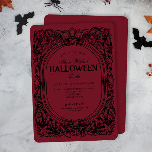Convites Vintage Red Black Halloween Party