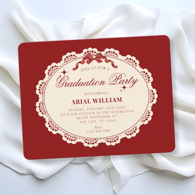 Convites Vintage red Graduation Invitation (Criador carregado)