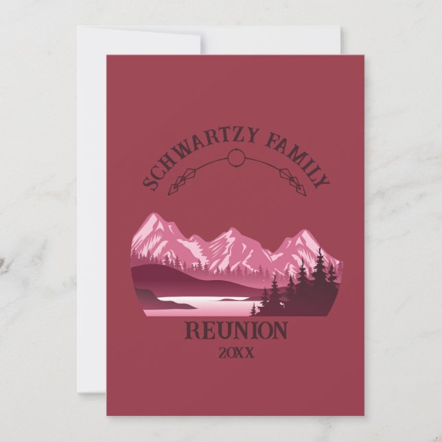 Convites Vintage Red Mountain Lake Sunset (Frente)