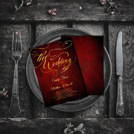 Convites Vintage Red Paraminho Budget, Calliografia Dourada