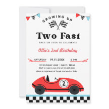 Vintage Red Race Car Dois Aniversário Rápido