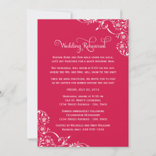 Convites Vintage Red Scrolls Ensaio de Casamento e Janto