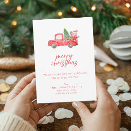 Convites Vintage Red Truck Merry Christmas Holiday Card