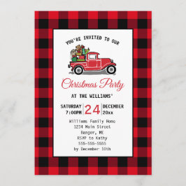 Convites Vintage Red Truck Toys Festa de Natal