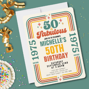 Convites Vintage Retro 50 E Fabuloso Aniversário