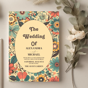 Convites Vintage Retro 70s Casamento