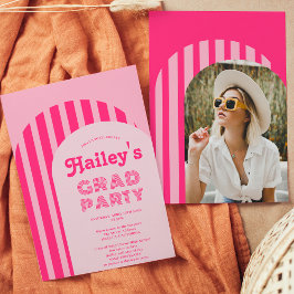 Convites Vintage retro 70s, graduação de fotos em arco cor-