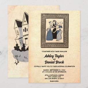 Convites Vintage Retro Antiga Na moda Moderna Casamento Rus