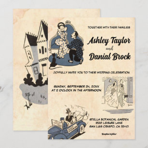 Convites Vintage Retro Antigo Casamento Romântico Antigo An