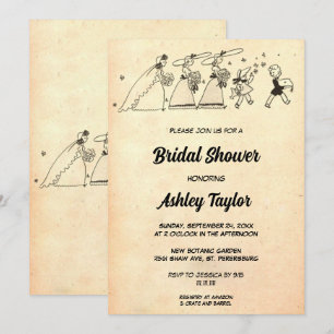 Convites Vintage Retro Antigo Chá de panela Moderno Do Sécu