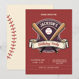 Convites Vintage retro beisebol no aniversário