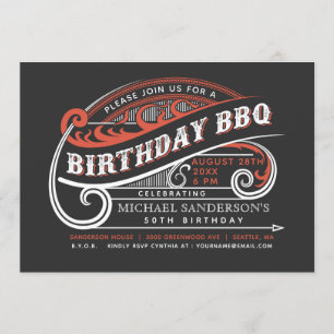 Convites Vintage Retro Birthday Invances de CHURRASCO