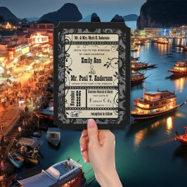 Convites Vintage Retro Broadway Rustic Movie Wedet