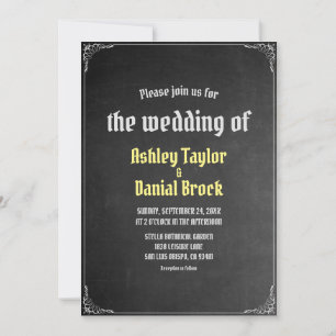 Convites Vintage Retro Chalkboard Flourish Casamento