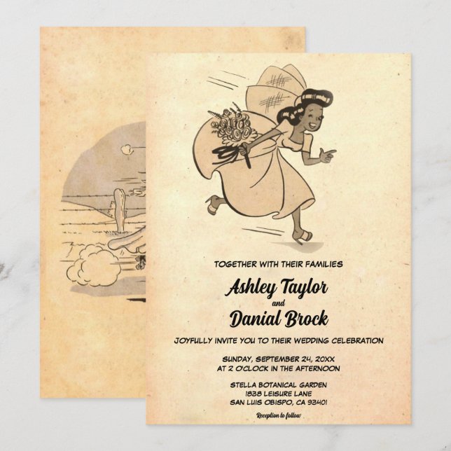 Convites Vintage Retro Clássico Velho 50 Engraçado Casament (Frente/Verso)