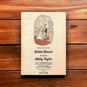 Convites Vintage Retro Elegante Chá de panela Romântico Ant