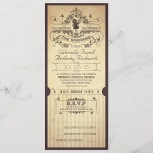 Convites Vintage retro ingressos de casamento