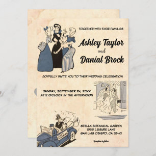 Convites Vintage Retro Old Na moda Modern 50 de Casamento