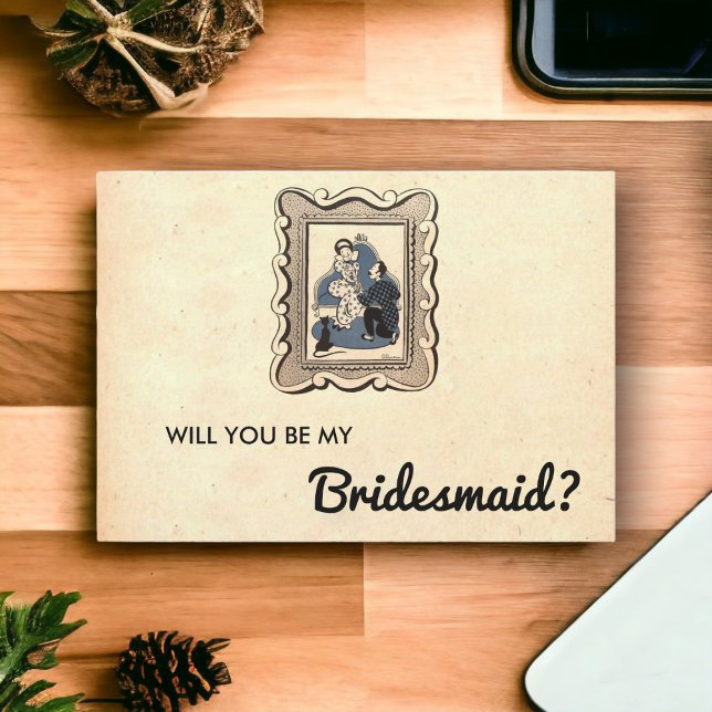 Convites Vintage Retro Old Romantic Rustic Bridesmaid Card (Criador carregado)