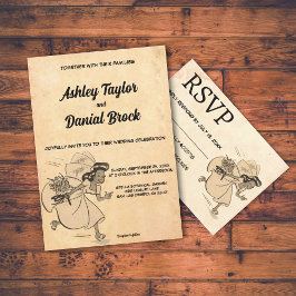 Convites Vintage Retro Old Style Engraçado Noiva Casamento