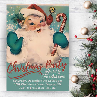 Convites Vintage Retro Papais noeis Festa de Natal Personal