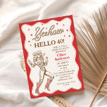 Convites Vintage Retro Red Yeehaw aniversário de 40 anos<br><div class="desc">Vintage Retro Red Yeehaw Cowgirl aniversário de 40 anos Convite para aniversário de 40 anos Vermelha e castanha ou convite temático ocidental com imagem de vaquinha de linha, texto de estilo de corda, estrelas e borda recortada. Este convite de aniversário de 40 cowgirl é ideal para um aniversário de 40...</div>